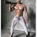 Men's Sexy Long Johns Ice Silk Body Shaper Leggings Underwear Men's Shapewear Compression Lounge Pants Sleepwear Bottoms