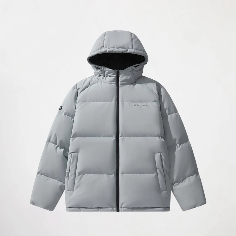 Kelme Short Down Jacket Men's Autumn And Winter Hooded Couple Warm Cotton Jacket Fashionable Outdoor Sports Thick Down Jacket