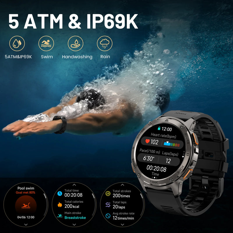 [Hot Selling] KOSPET TANK T3 Smart Watch For Men with Call and Text Digital Fitness Watches AMOLED AI Voice AOD BluetoothTracker