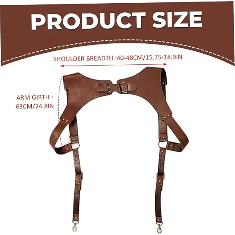 Mens Leather Chest Chain Suspender Harness Belt, Sexy Bondage Straps Crop Top, Punk Gay Club Costume (Straps-Brown)