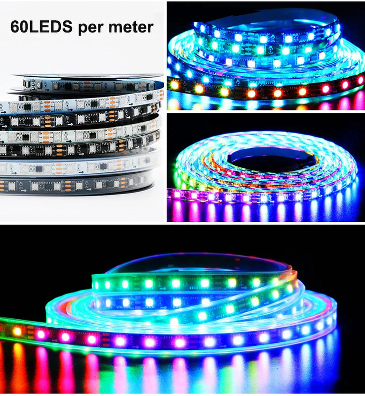 SK6812 RGBW Led Strip Light 4 in 1 Similar WS2812B 1m 5m 30 60 144 LEDs Individual Addressable RGBWW Led Lights IP30 65 67 5V12V