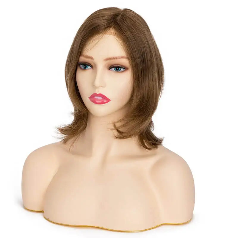 Injection Lace With 1" French Lace Front And Temple 8" Lace Front Human Hair Wigs For Women Short Virgin Human Hair Jewish Wig