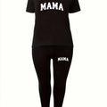 2026 Women's New Casual Spring/Summer Two Piece Set Round Neck Letter Printed Short Sleeve T-shirt and Letter Printed Pants Set