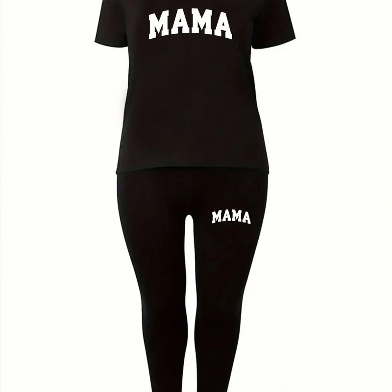 2026 Women's New Casual Spring/Summer Two Piece Set Round Neck Letter Printed Short Sleeve T-shirt and Letter Printed Pants Set