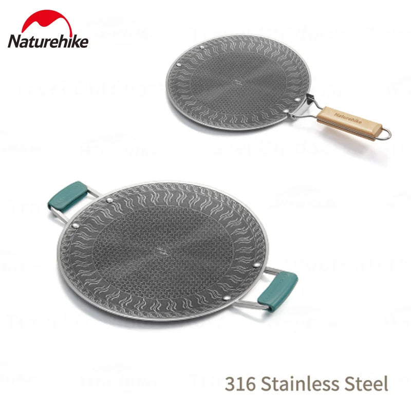 Naturehike Camping Grill Pan Stainless Steel Thick Bottom Honeycomb Plate Design Outdoor Picnic Cookware Grill Pan With Handle