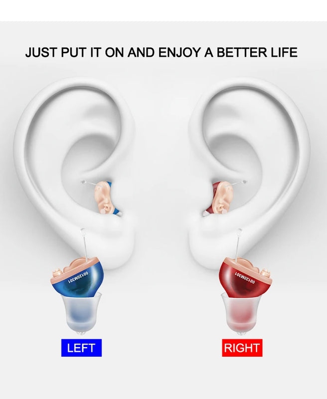 Hearing Aid Invisible Adjustable Wireless Hearing Aids Mini CIC Left/Right Ear Sound Amplifier For Adults Elderly Severe Loss