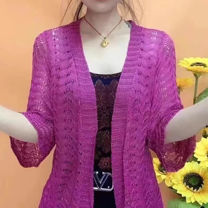 Spring Summer New Ice Silk Knit Cardigan Women - View 7 | SAMAG