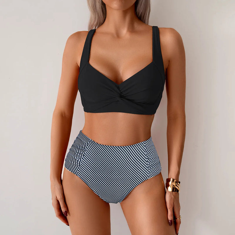 VigoBreviya Sexy Blue Strapped Swimwear Women High Waist | SAMAG