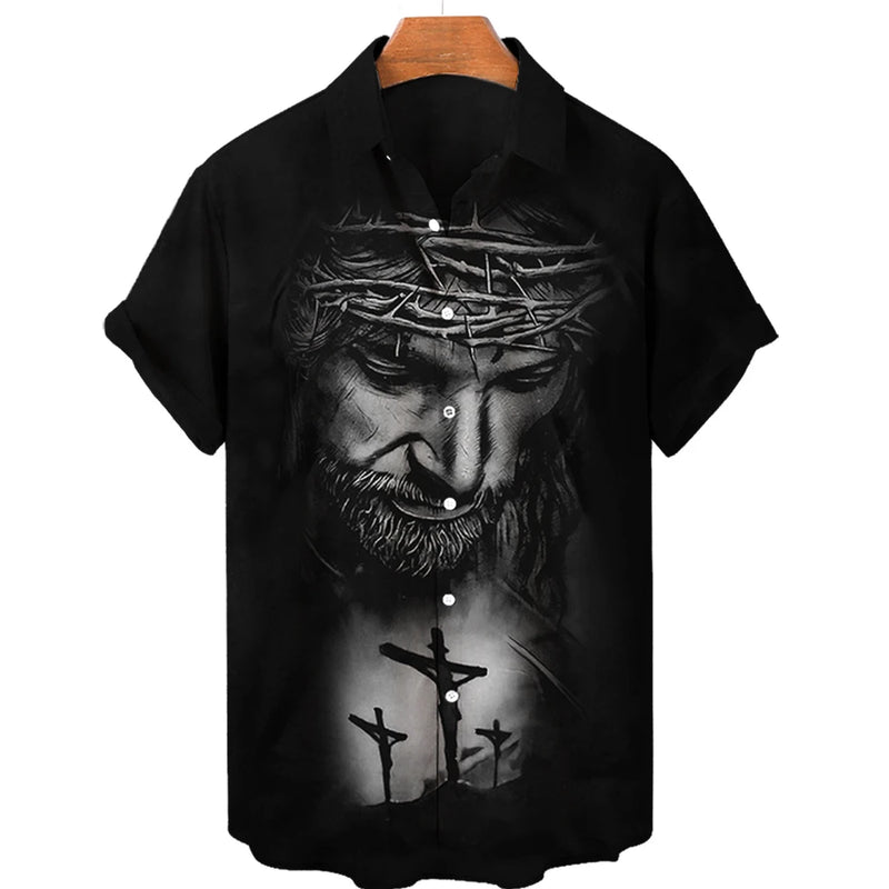 God Jesus Mary Hawaiian Shirts For Men's Crucified | SAMAG