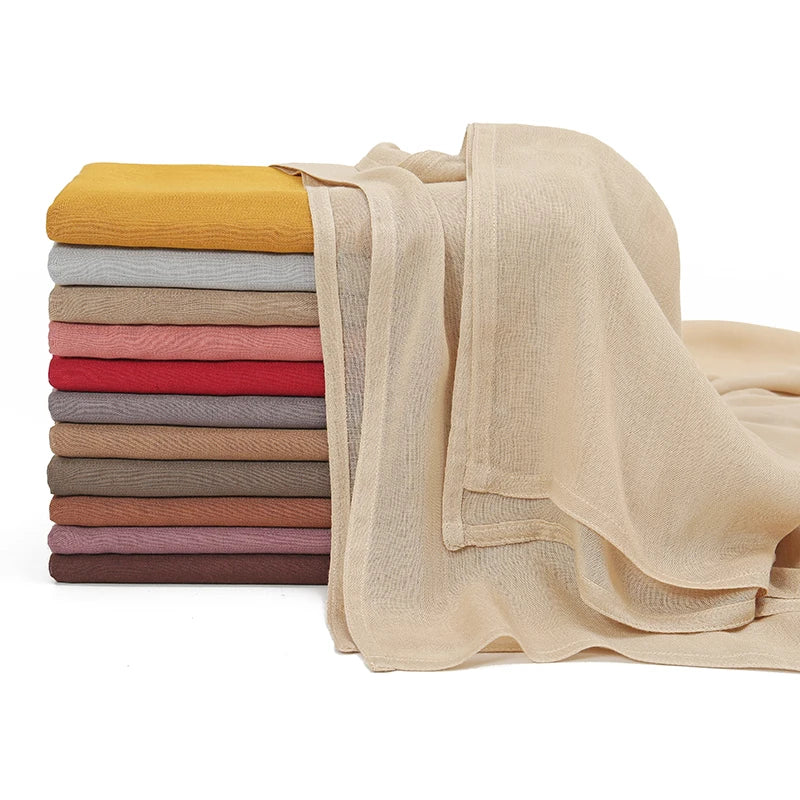 2024 Muslim Modal Rayon Cotton Hijab Shawls For Women Plain Scarf Big Size Headscarf Islamic Turban Headband 190*85cm