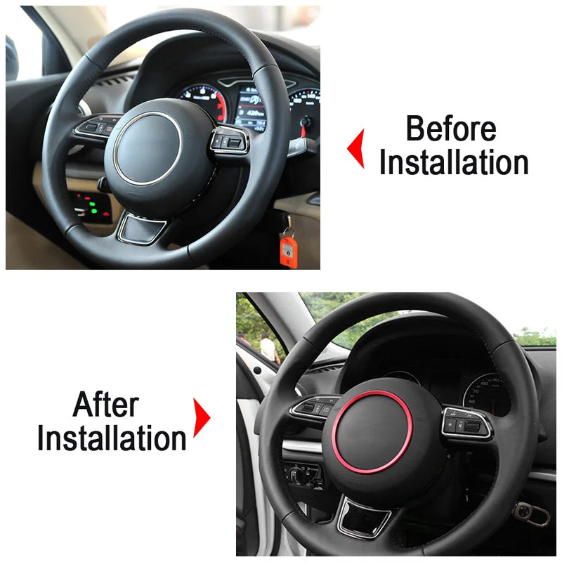For Audi A1 A3 A4 A5 A6 A7A8 Q3 Q5 Q7 SQ5 S1 S3 S4 S5 S6 S7 S8 RS3 RS5 RS6 Car Steering Wheel Decoration Ring Trim Cover Sticker