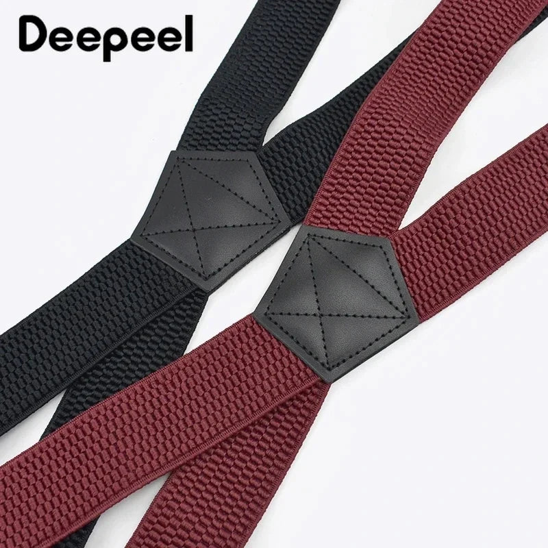 Deepeel 3.5X120cm Men's Adult 4 Clip Casual Trousers Fashion X - shaped Stripes Plastic Clamp Elastic - Visuel 2 | SAMAG