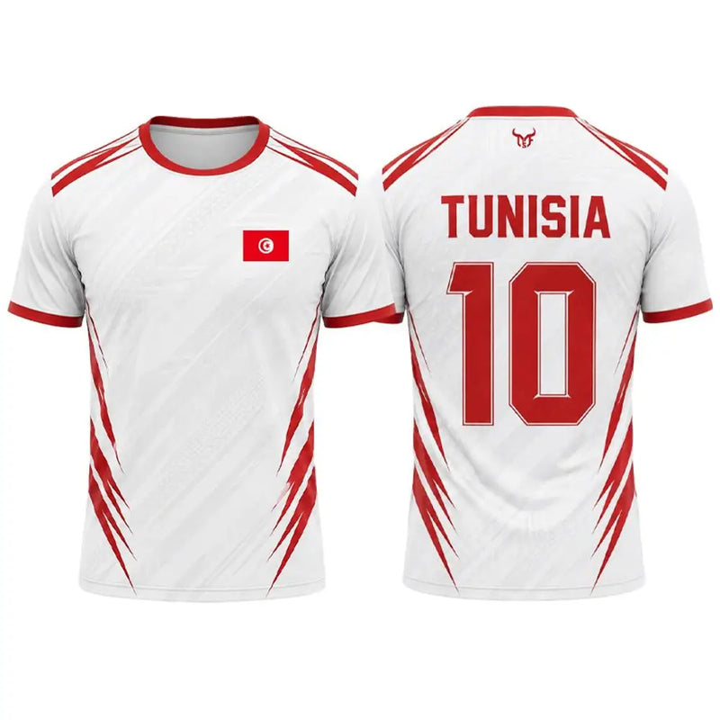 Tunisia Flag Print Jersey Men Outdoor Sports Soccer Training Uniform Men's And Women's Quick Dry Breathable O-neck Short-sleeved