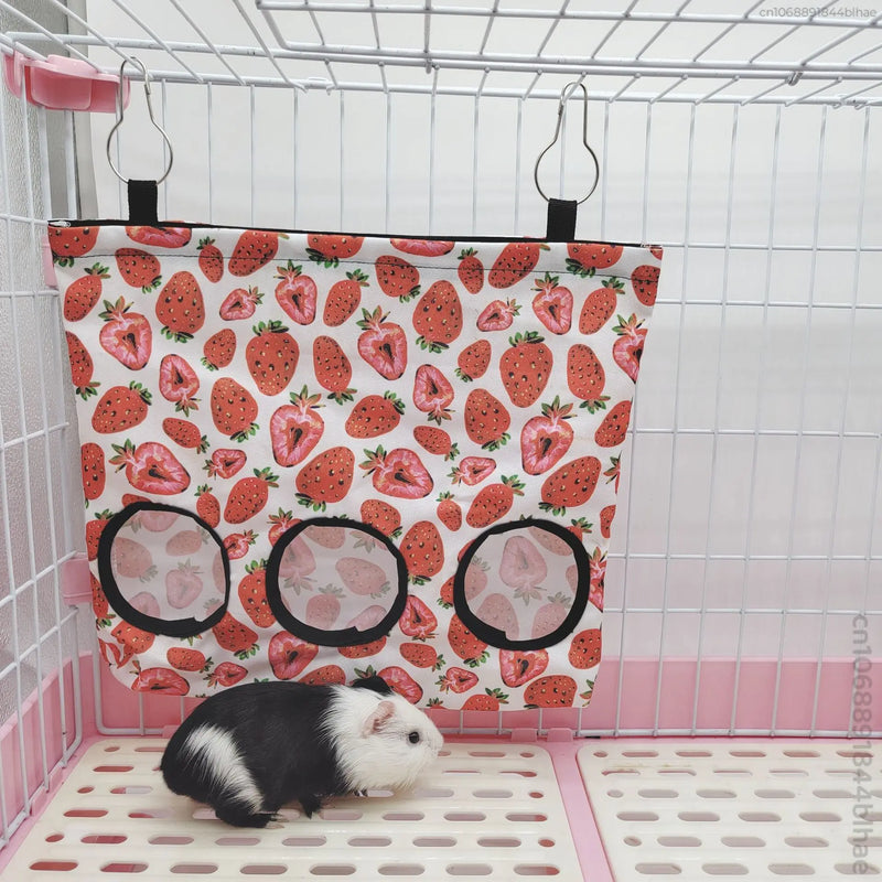 Hay Bag Hanging Pouch Feeder Holder Feeding Dispenser Container for Rabbit Guinea Pig Small Animals Pet Bunny Cage Accessories