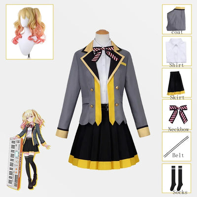 Tenma Saki Cosplay School Outfit Wig Anime Pjsk Colorful | SAMAG