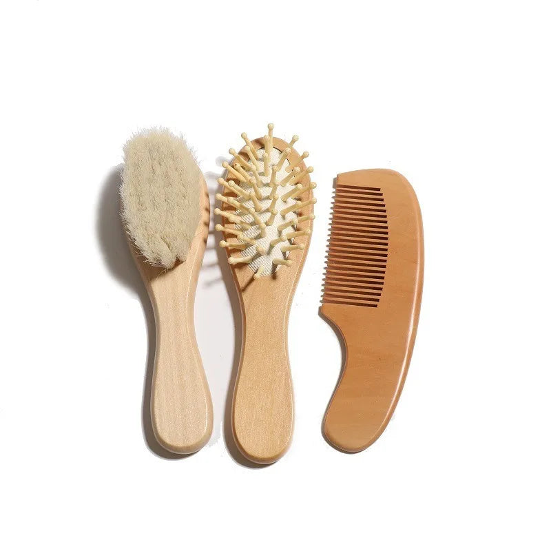 1/2/ Newborn Wool Baby Wooden Brush Comb Hair Infant Head - View 6 | SAMAG