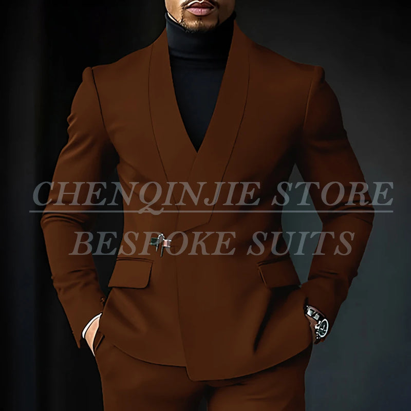 Chic Shawl Lapel Green Suits for Men High Quality Slim Fit Wedding Costume Homme Customized 2 Piece Jacket Pants Outfits Terno