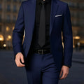 Men's Burgundy 2-Piece Suit Set (Blazer + Trousers Only, No Vest Included),Slim Fit Formal Business Wedding Party Jacket & Pants