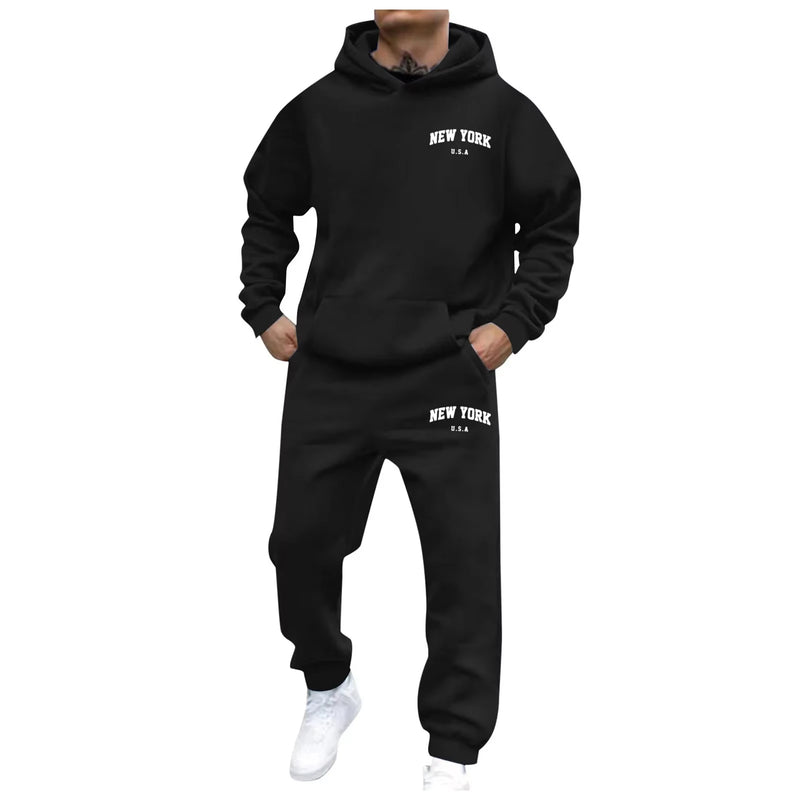 Men Women Autumn Winter Hooded Cotton Pants Set Fashion Casual Letter Printed CottonPants Sports Suit - View 8 | SAMAG