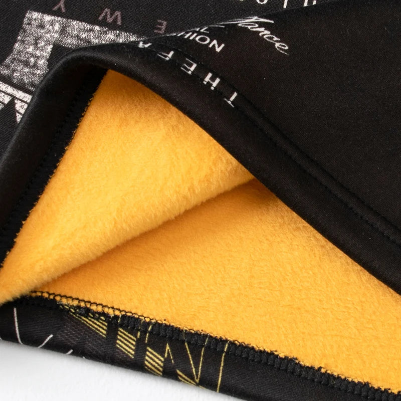 2-piece Autumn/Winter Men's Velvet and Velvet Fashion Printed Warm Underwear Set Comfortable Large Gold Velvet Warm Home Clothes