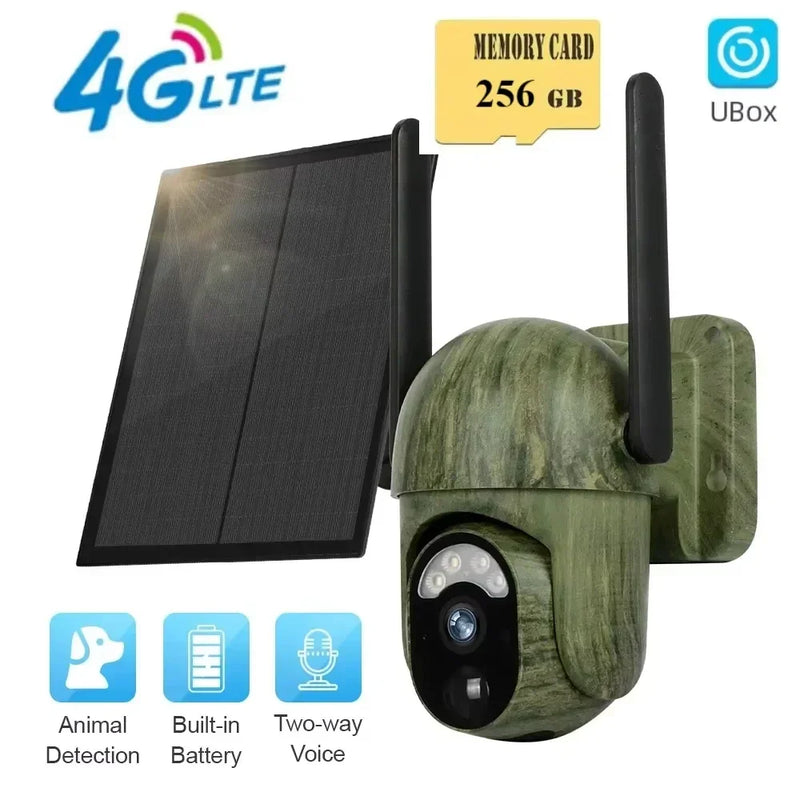 4MP 4G/WIFI Solar Security Camera Wireless Outdoor WiFi Human/Animal Detection 2-Way Talk IP66 Waterproof Wildlife Solar Camera