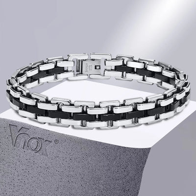 Vnox Stylish Strap Chain Bracelets for Men Gift Jewelry, 10.7MM Wide Stainless Steel Links Wristband, Father's Day | SAMAG