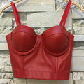 Wechery Women Leather Corset Top Crop Bustier Gothic Bra Push Up Bodice Sexy Lingerie Corselet Party Short Camis Plus Size 6XL
