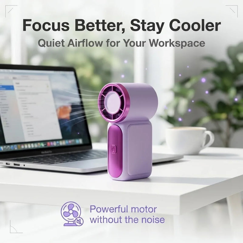 Portable Handheld Mini Fan, 6 Speeds 16900 RPM High Velocity Personal Fan with LED Display, USB Rechargeable, Mini Fan with Lanyard for Makeup, Travel, Outdoor for Women Girl Gift,Purple