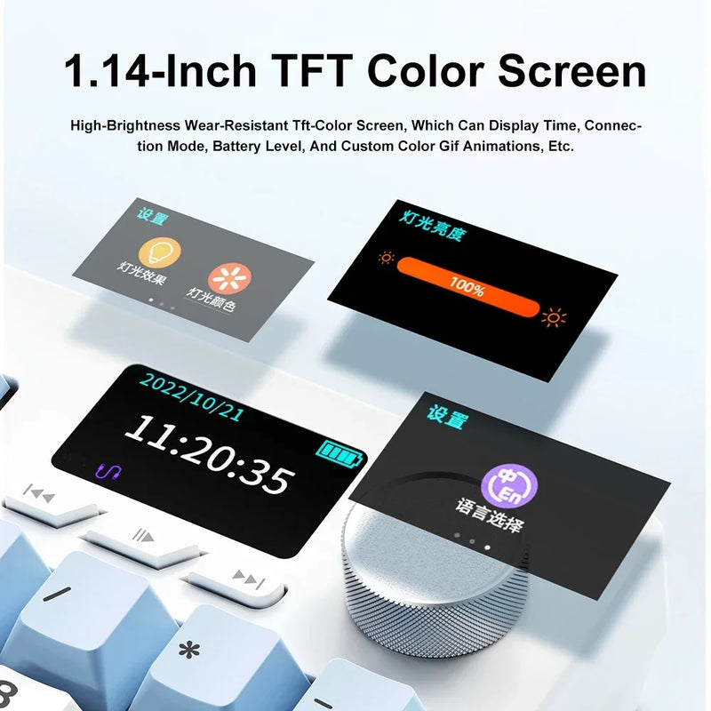 Ajazz AK35I V3/V4 MAX Tri-mode Wired Bluetooth Wireless Gaming Keyboard Gasket Full Key Hot Swap 104 Keys Customized Keyboard