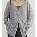 Women's Casual V-Neck Long Sleeve Cardigan, Lightweight Sun Protection Knit Outerwear, Lazy Style Cover Up for All Seasons