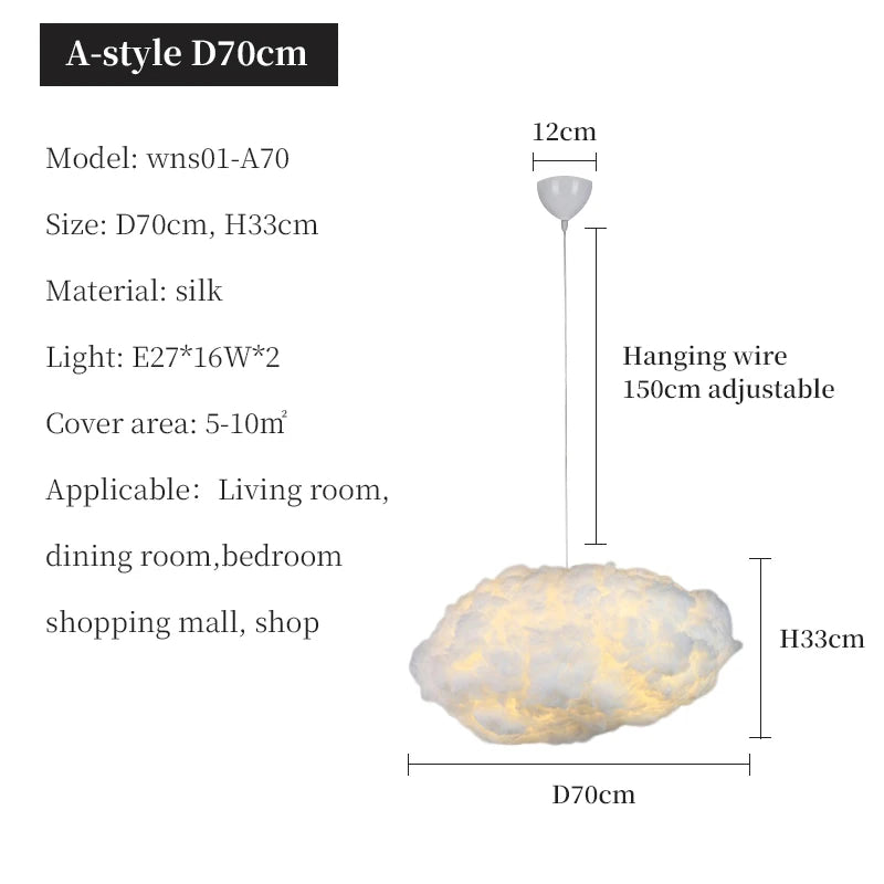 Modern Floating Cloud Led Pendant Light Living Dining Room Chandelier Lighting Bedroom Lampara Restaurant Hanging Lamp Luminaire
