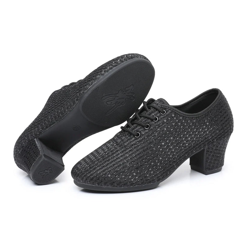 Women Dance Shoes Knitted Teacher Shoes Soft sole Low Heel Latin Training Shoes Ballet Dance Shoes Jazz Ballroom Sneakers Girls