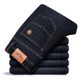 SHAN BAO autumn spring fitted straight stretch denim | SAMAG