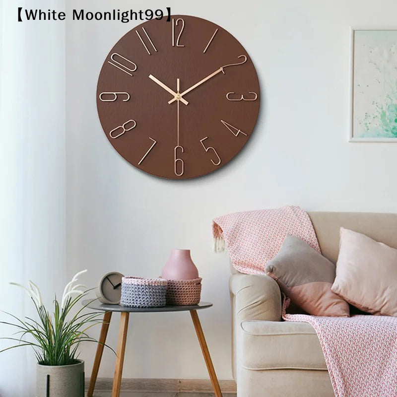 〔White〕 Living Room Wall Clock Simple Wall Mounted Household Stylish Decorative Clock 12 Inches 30cm