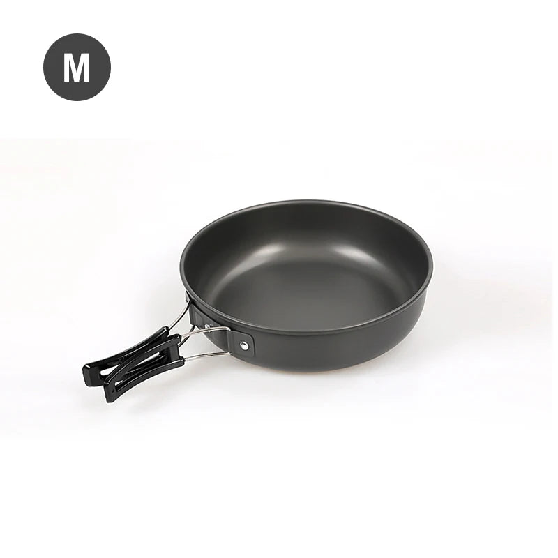 WESTTUNE Camping Frying Pan Aluminum Camping Picnic Plate Dish Portable Outdoor Cookware with Foldable Handle Hiking Cookware