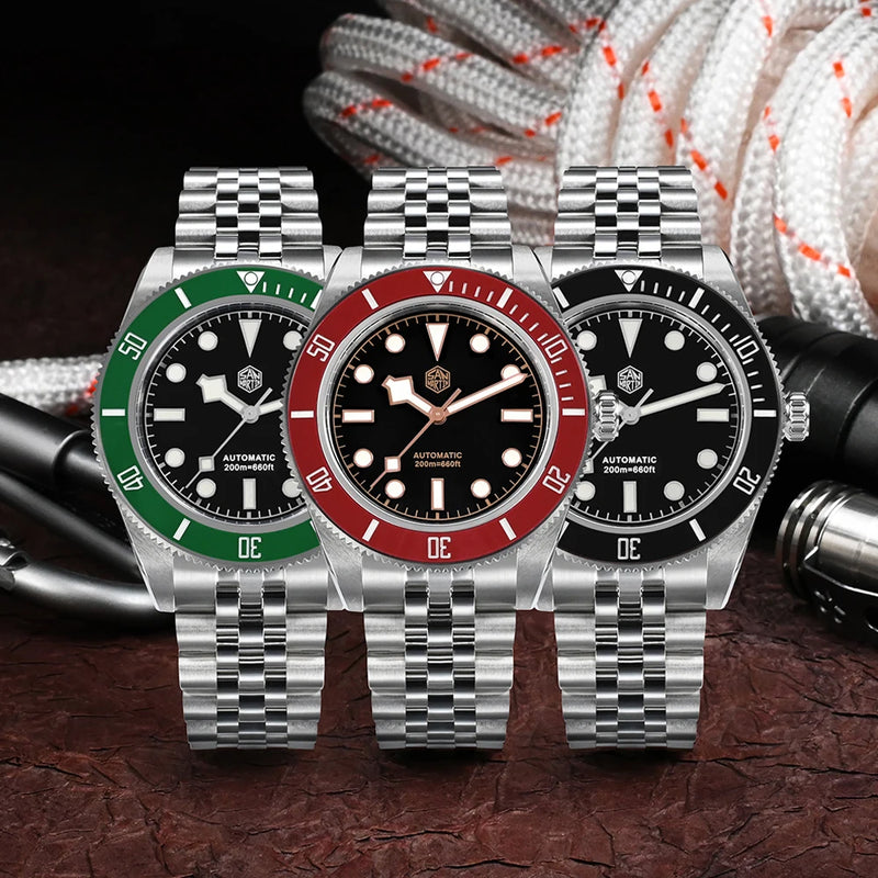 San Martin 40mm BB Men Watch Luxury Sport Diver Fly Clasp NH35 Automatic Mechanical Man Watches Jubilee BGW-9 20Bar SN0128