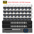 XMEYE 32CH Security Camera System 4K POE NVR Set Outdoor POE IP PTZ Camera Face Detection Two Way Audio Video Surveillance Kit