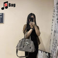 Y2K Gothic Women's Girls Punk Harajuku Handbag Skull Head Bright Diamond Large Capacity Fashionable One Shoulder Crossbody Totes