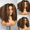 Glueless PrePlucked Highlight Blond density Lace Front Wigs 26inch Kinky Curly Synthetic Deep Water Wave For Women Baby Hair