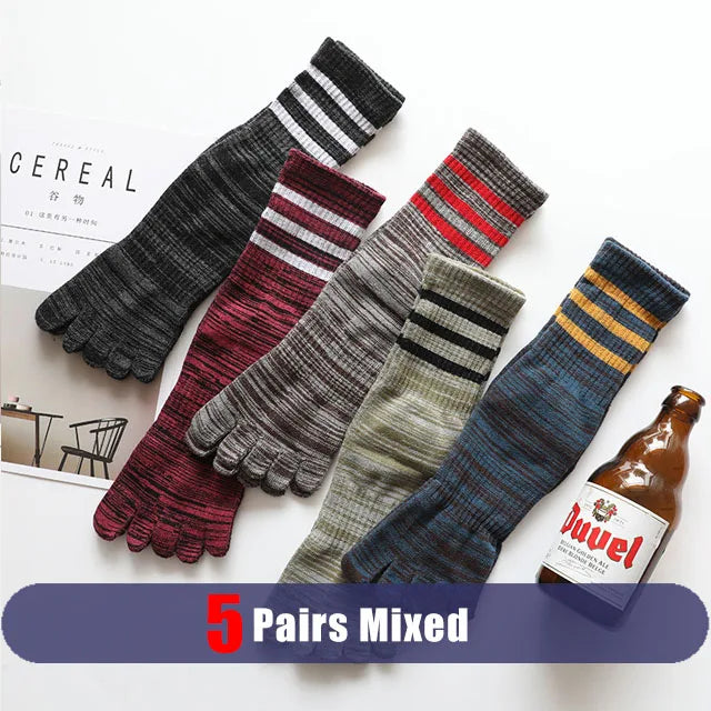Pairs Man Toe Sport Socks Short Cotton Striped Colorful | SAMAG