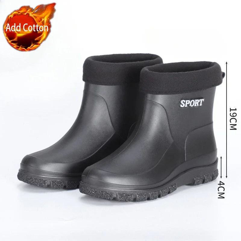 Summer Short Young Men's Rain Boots Motorcycle Gum Fashion Adult On Offer Gumboots Plastic Waterproof and Non-slip Male Shoes