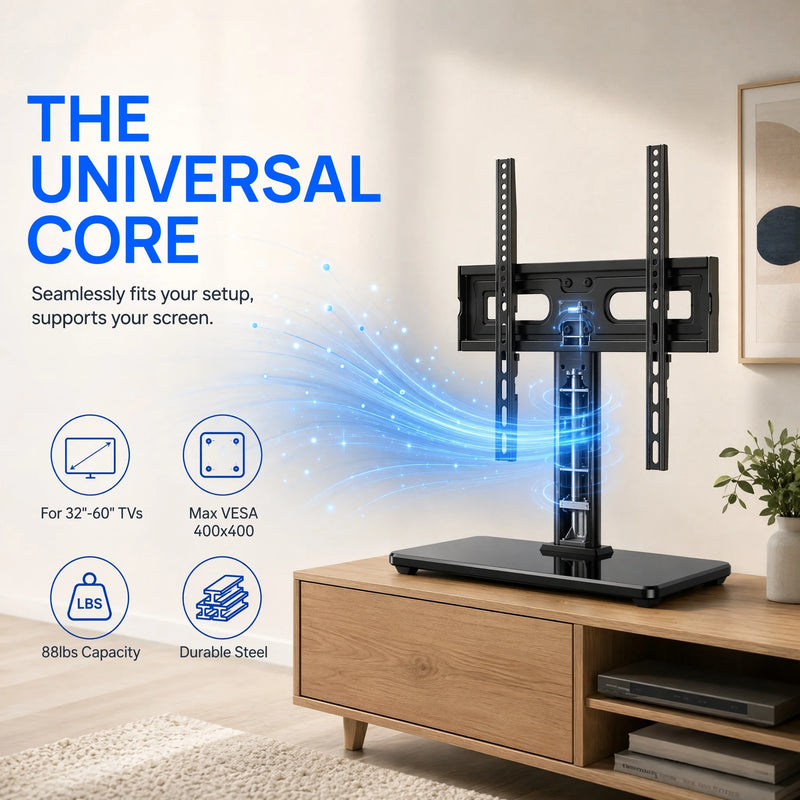 Universal Swivel TV Stand Legs for 32-65 inch TVs, Height Adjustable Tabletop Mount Holds up to 88lbs, Table Television Stands for Livingroom & Bedroom, Universal VESA 400x400mm