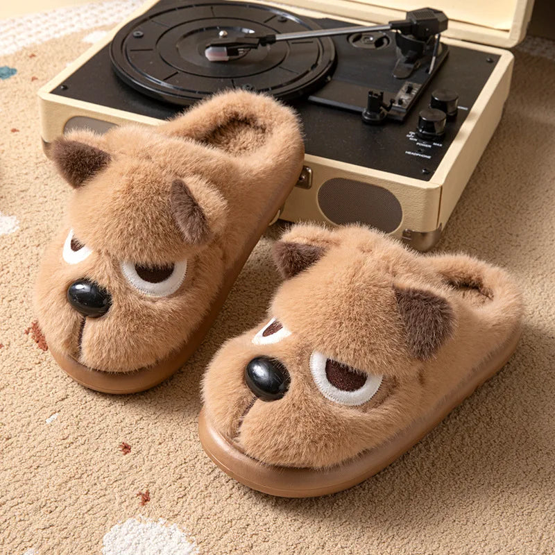 Dog Fluffy Platform Women's Slippers Home Plush Winter Cartoon Designer Woman Shoes Indoor Fuzzy Fur Slides Unisex Soft Non-Slip