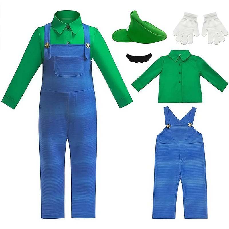 Anime Luigi Bros Game Cosplay Costume Boys Shirt Overall - View 7 | SAMAG