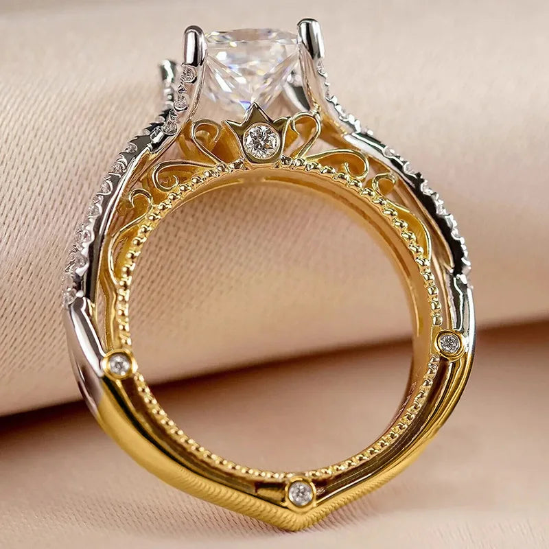 Vintage Diamond 18K White Gold Ring Gemstone Wedding Ring for Women Pure Topaz Bague Anel Jewelry Anillos De Bizuteria Gemstone