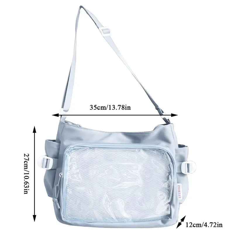 HOT Y2k Harajuku Shoulder Bag Women Ita Bag Japanese Shoulder Purse with Clear Window College Crossbody Bag Tote Shoulder Bags