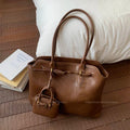LEFTSIDE Big PU Leather Short Handle Shoulder Bag for Women 2025 Winter Luxury Tote Bag Lady Designer Retro Handbags and Purses