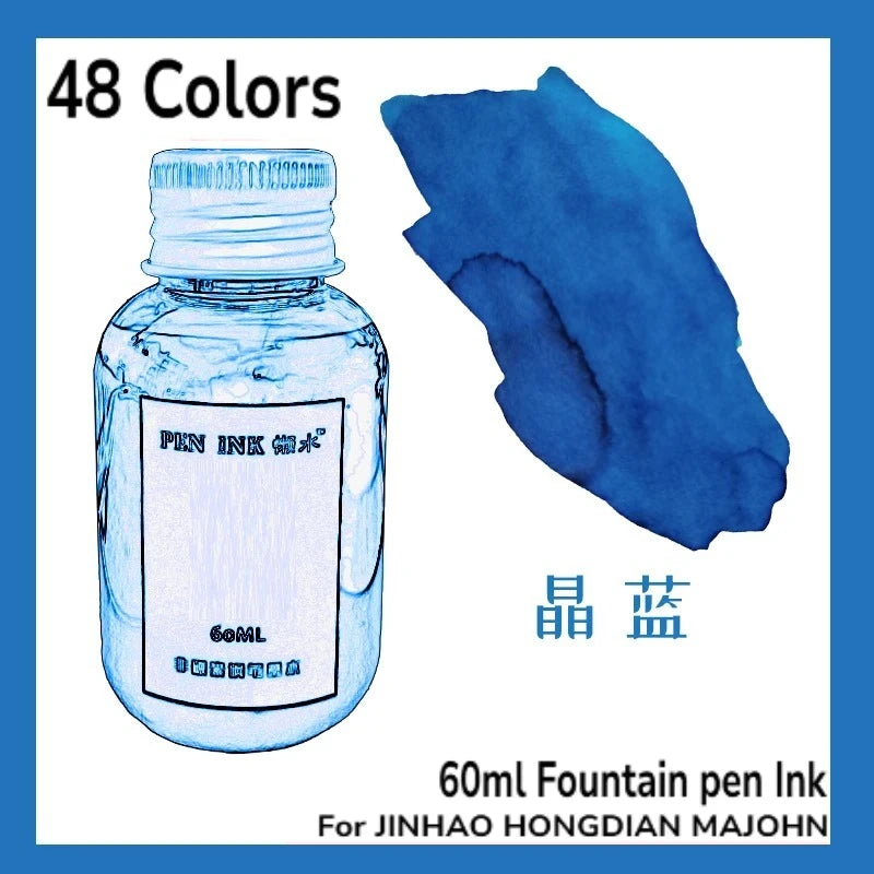 60ml 48Colors Fountain Pen Ink Cartridge Writing Dip Pen Ink Refill Stationery School Supplies For JINHAO HONGDIAN MAJOHN