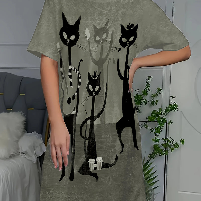 A Lovely Dress for Women Featuring a Cat And Star Letter | SAMAG