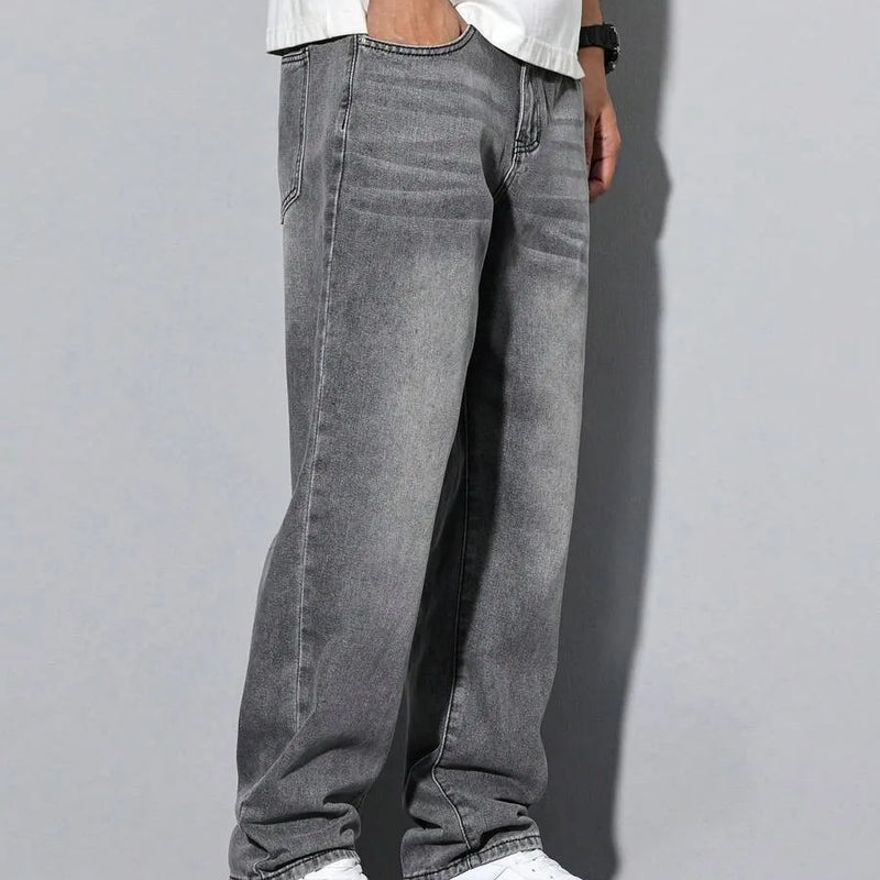 Men's straight skinny grey jeans, and simple design | SAMAG